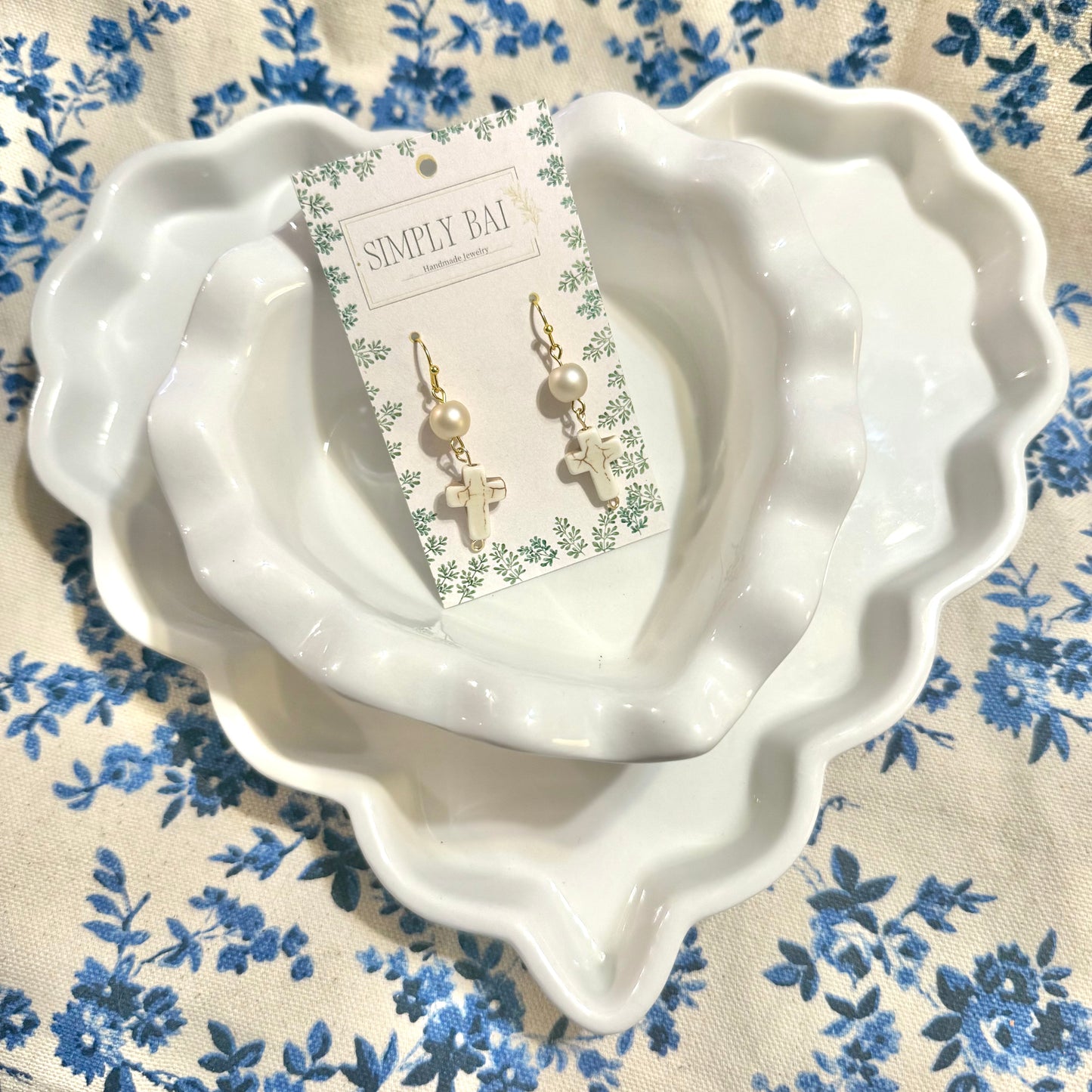 The Faith | Pearl and Cross Earrings