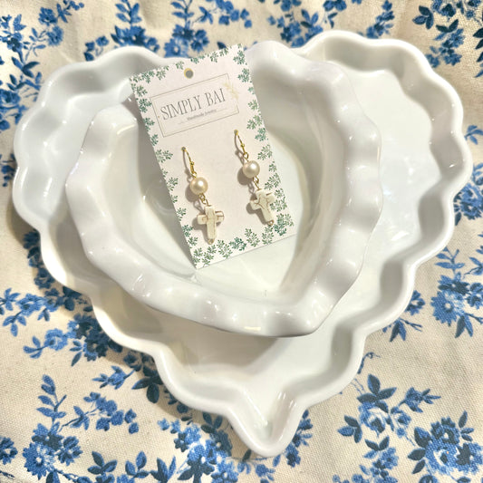 The Faith | Pearl and Cross Earrings