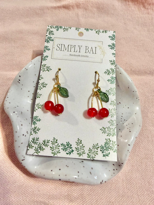 Cherie | Cherry beaded earrings