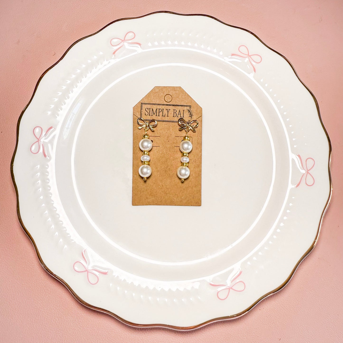 Maryann | Pearl Bow Earrings