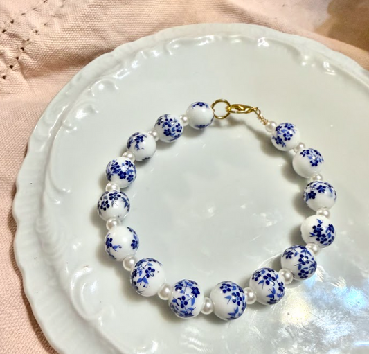 Genevieve | Blue White Pearl Bracelet