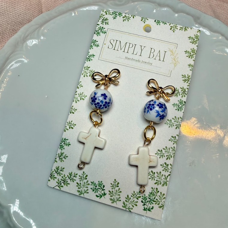 Evangeline | Cross Bow Earrings