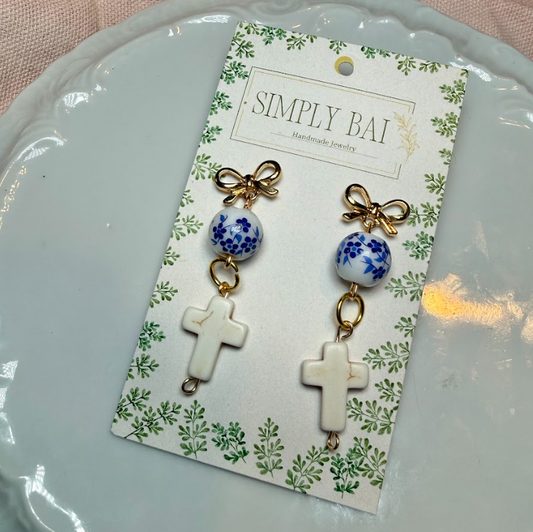 Evangeline | Cross Bow Earrings