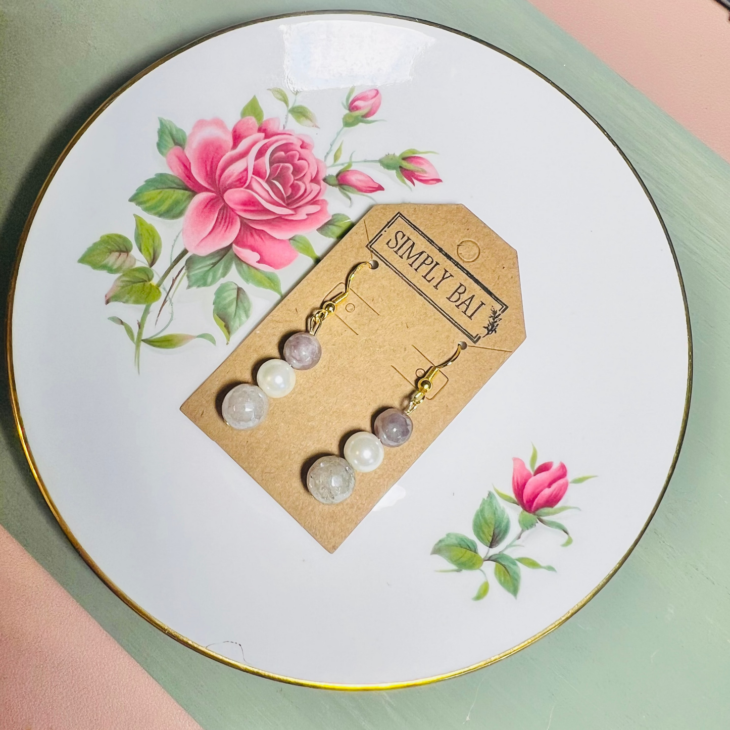 The Luna | Handmade grey and Pearl Earrings